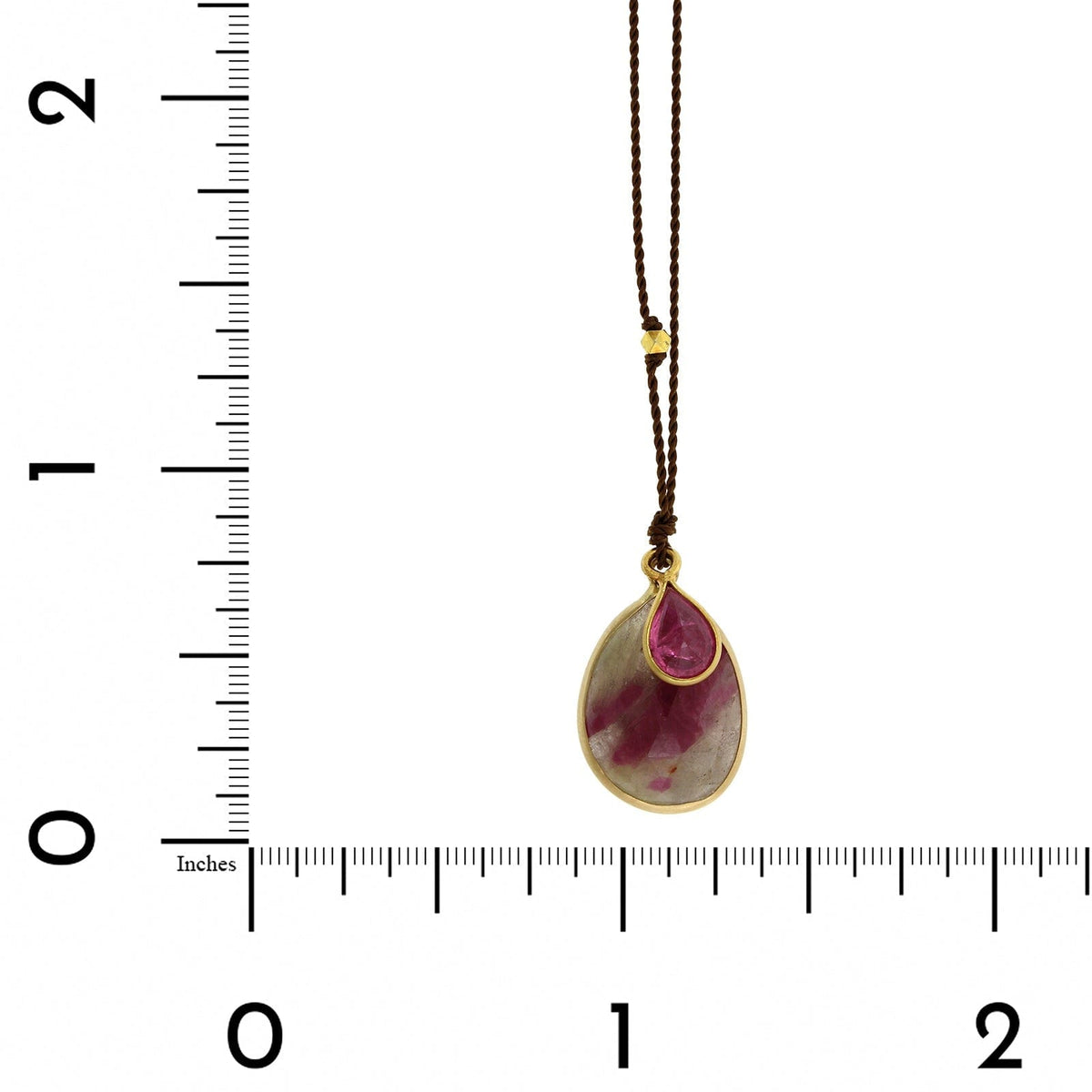 18K Yellow Gold Double Ruby Pendant