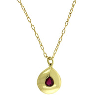 18K Yellow Gold Pear Shape Bezel Set Ruby Pendant