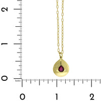 18K Yellow Gold Pear Shape Bezel Set Ruby Pendant