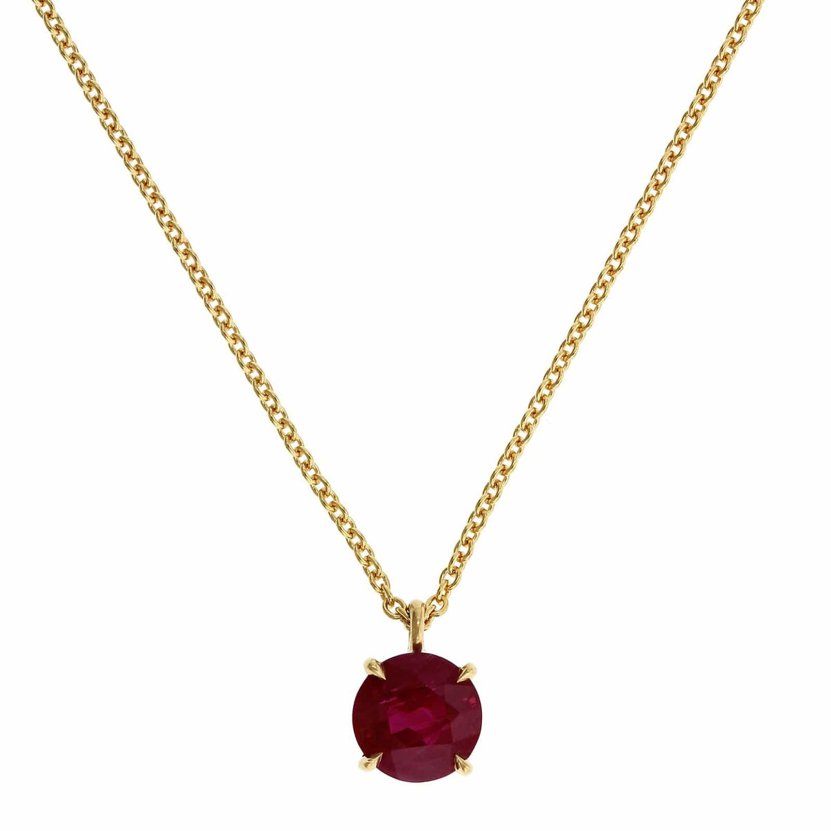 18K Yellow Gold Ruby Necklace