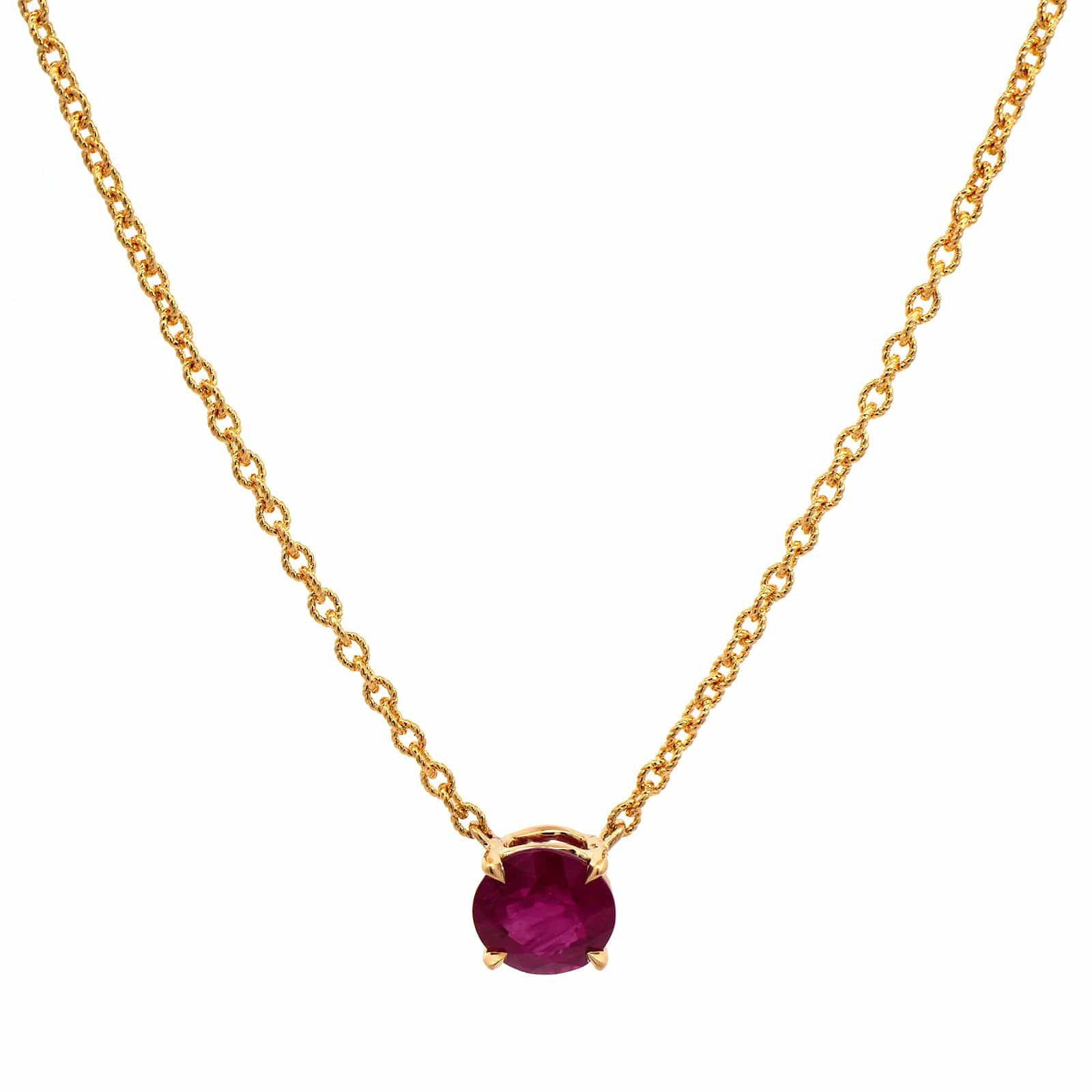 18K Yellow Gold Ruby Necklace