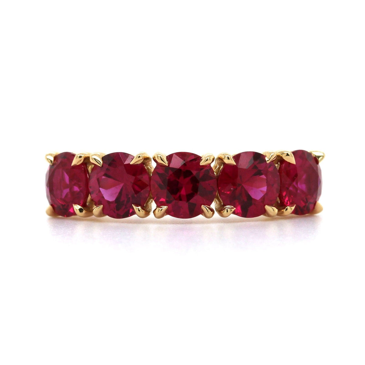 18K Yellow Gold 5 Stone Ruby Band