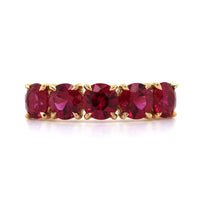 18K Yellow Gold 5 Stone Ruby Band