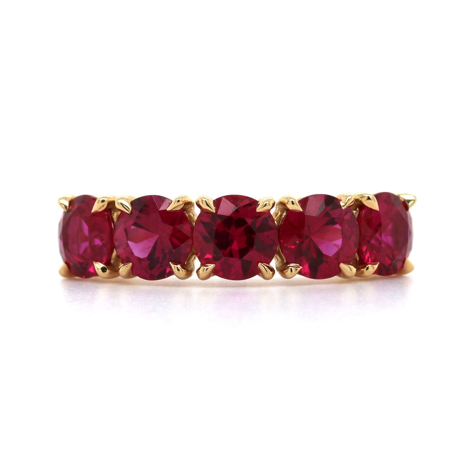 18K Yellow Gold 5 Stone Ruby Band