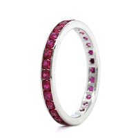 18K White Gold Channel Set Ruby and Diamond Band