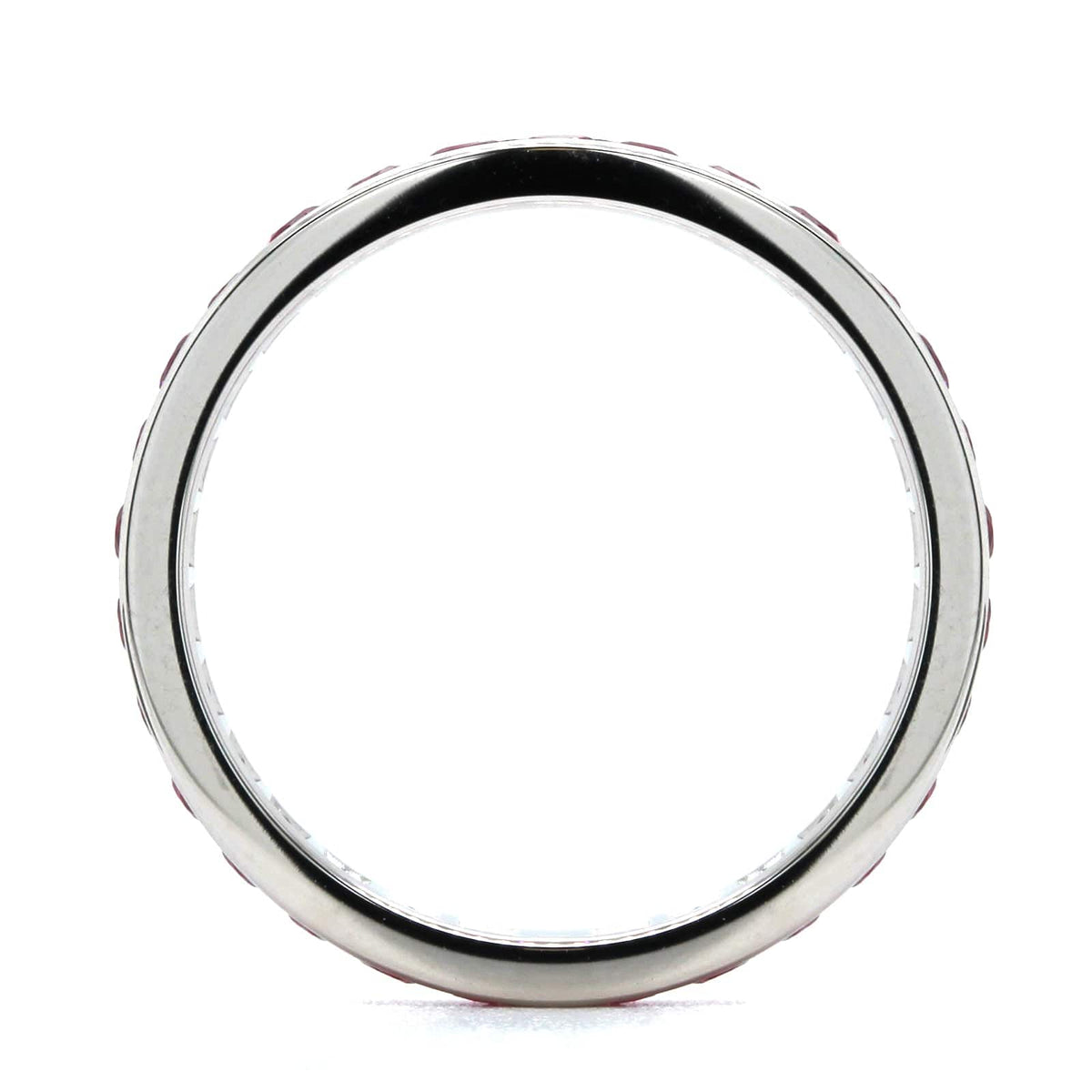 18K White Gold Channel Set Ruby and Diamond Band