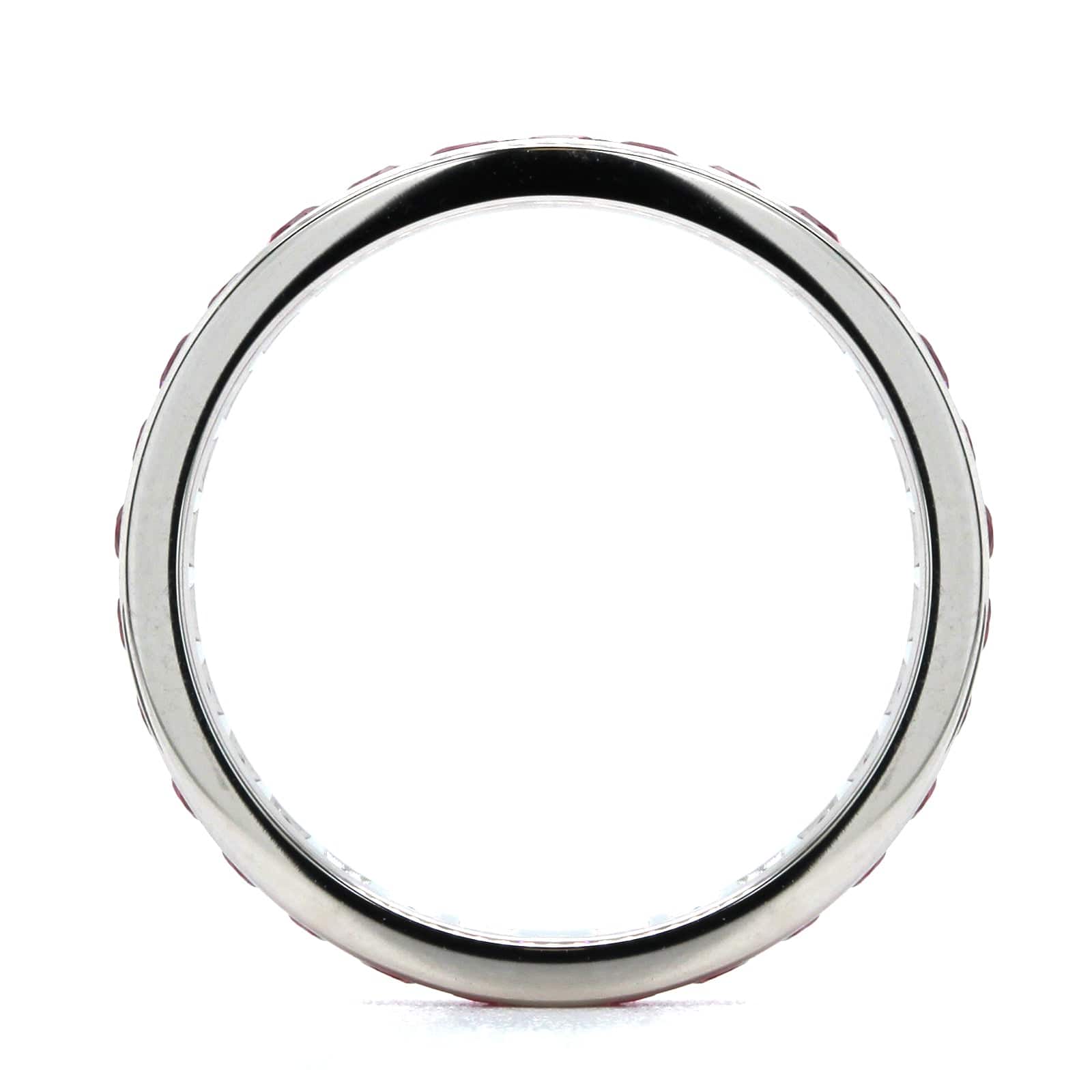 18K White Gold Channel Set Ruby and Diamond Band