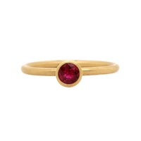 18K Yellow Gold Bezel Set Round Ruby Ring