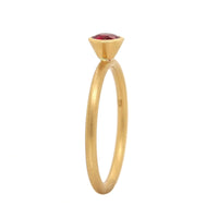 18K Yellow Gold Bezel Set Round Ruby Ring