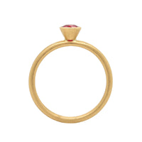 18K Yellow Gold Bezel Set Round Ruby Ring
