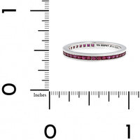 18K White Gold Round Ruby Channel Set Eternity Band