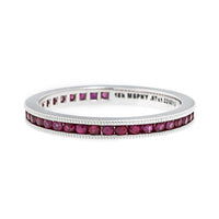 18K White Gold Round Ruby Channel Set Eternity Band