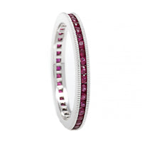 18K White Gold Round Ruby Channel Set Eternity Band