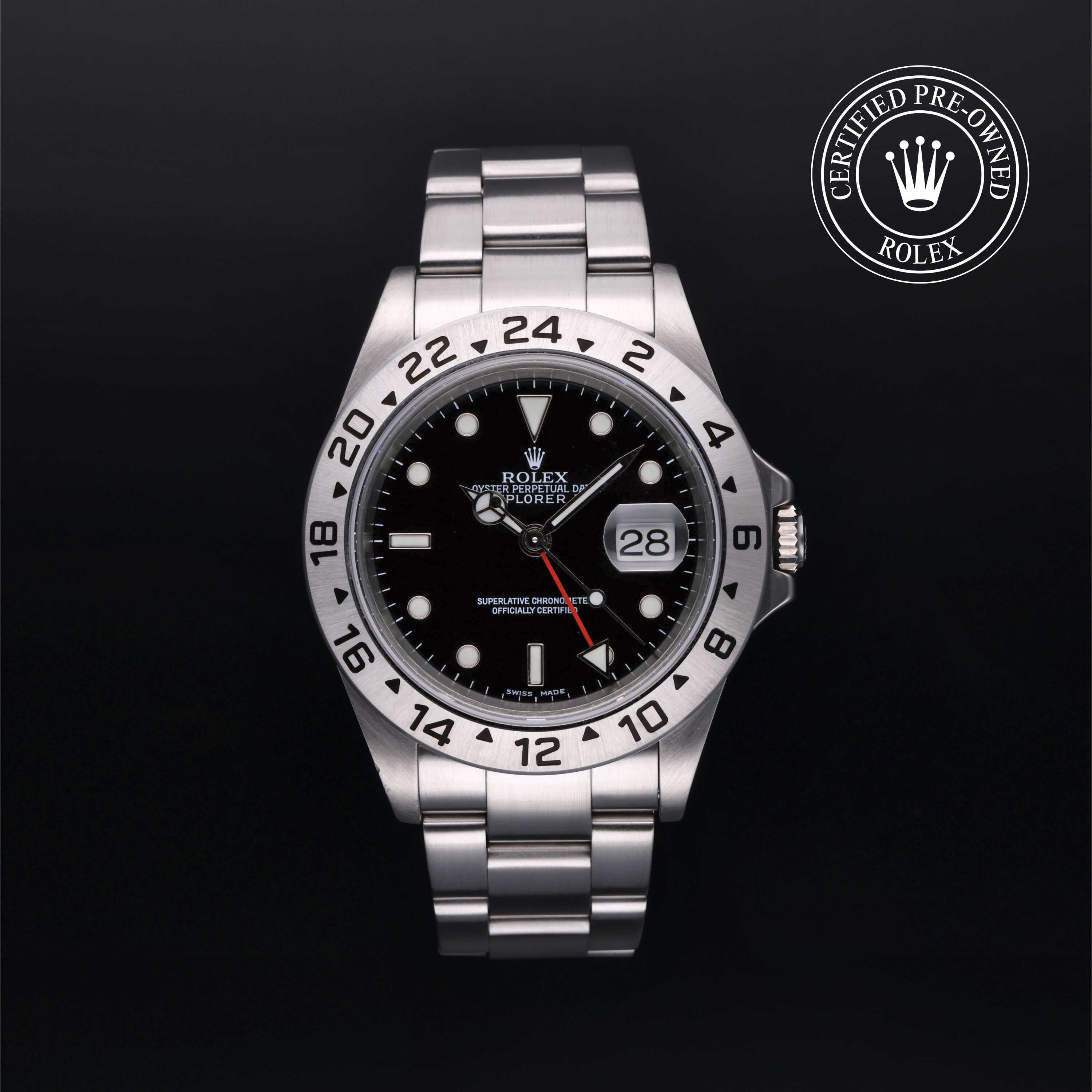 Rolex Certified Pre-Owned Explorer II in Oyster, 40 mm, Stainless Steel 16570 watch available at Long's Jewelers.