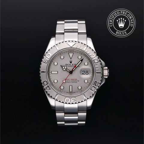 Rolex Certified Pre-Owned Yacht-Master in Oyster, 40 mm, Stainless steel and platinum 16622 watch available at Long's Jewelers.