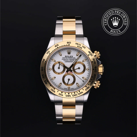Rolex Certified Pre-Owned Cosmograph Daytona in Oyster, 40 mm, Stainless Steel and yellow gold 116503 watch available at Long's Jewelers.
