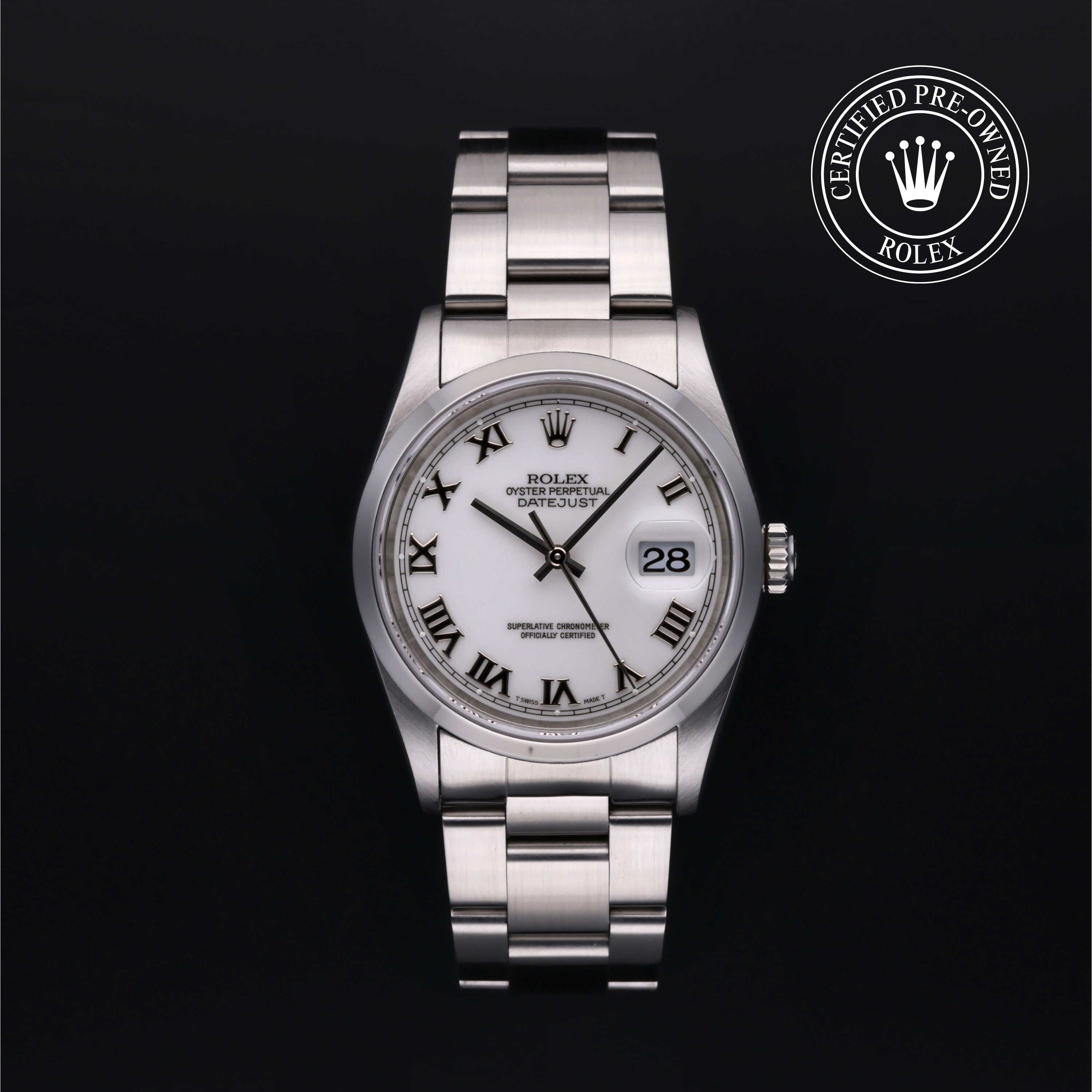 Rolex Certified Pre-Owned Datejust in Oyster, 36 mm, Stainless Steel 16200 watch available at Long's Jewelers.
