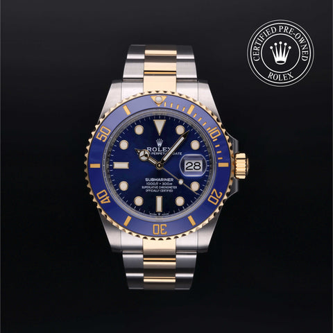 Rolex Certified Pre-Owned Submariner in Oyster, 41 mm, Stainless Steel and yellow gold 126613LB watch available at Long's Jewelers.