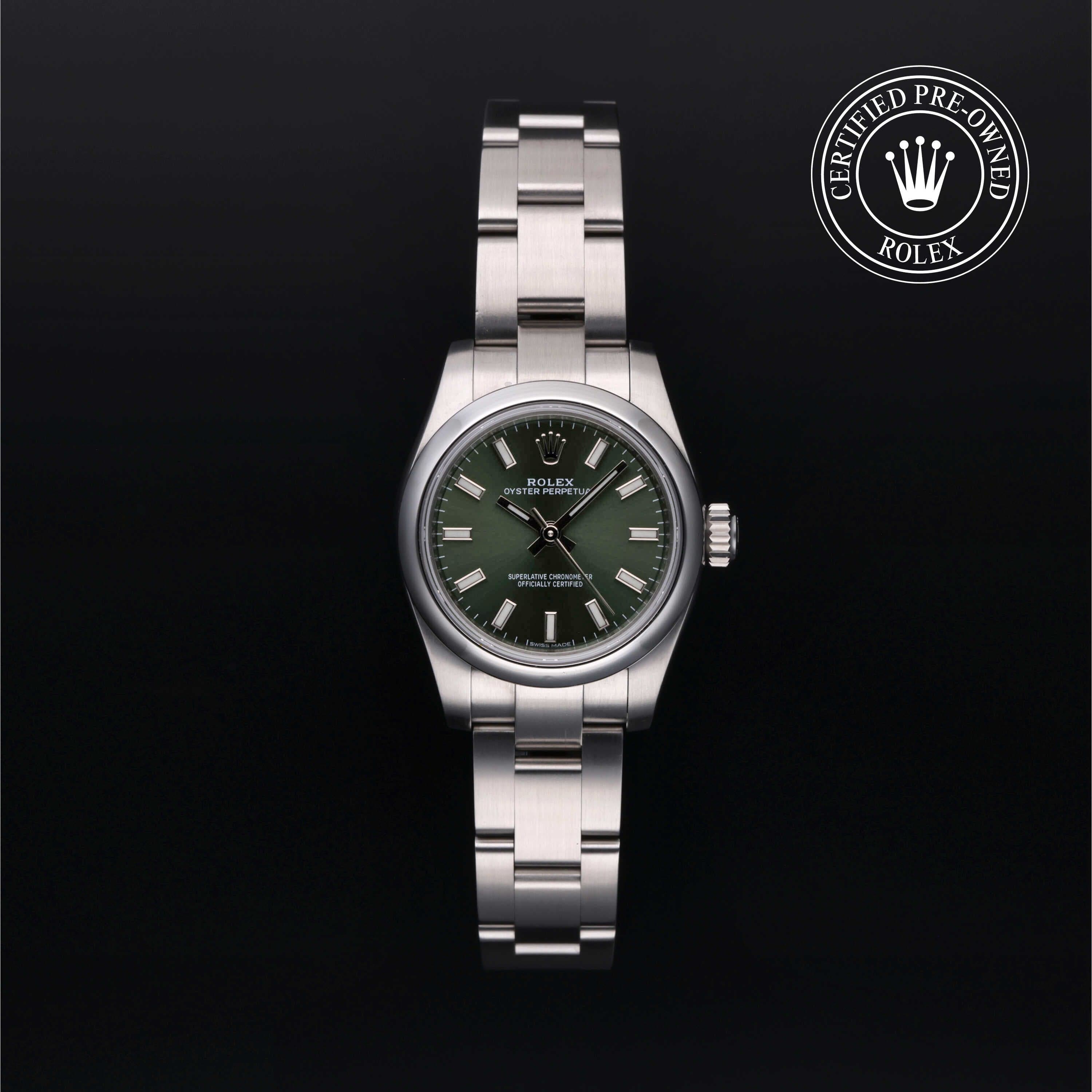 Rolex Certified Pre-Owned Oyster Perpetual in Oyster, 26 mm, Stainless Steel 176200 watch available at Long's Jewelers.