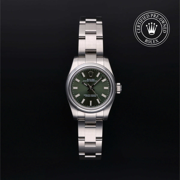 Rolex Certified Pre-Owned Oyster Perpetual in Oyster, 26 mm, Stainless Steel 176200 watch available at Long's Jewelers.
