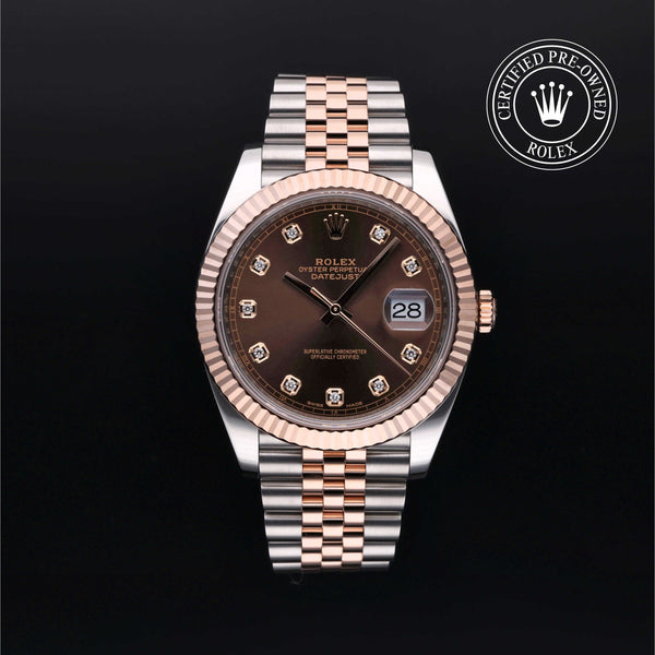 Rolex Certified Pre-Owned Datejust in Jubilee, 41 mm, Stainless Steel and rose gold 126331 watch available at Long's Jewelers.