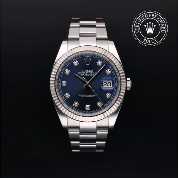 Rolex Certified Pre-Owned Datejust in Oyster, 41 mm, Stainless Steel and 18k white gold 126334 watch available at Long's Jewelers.