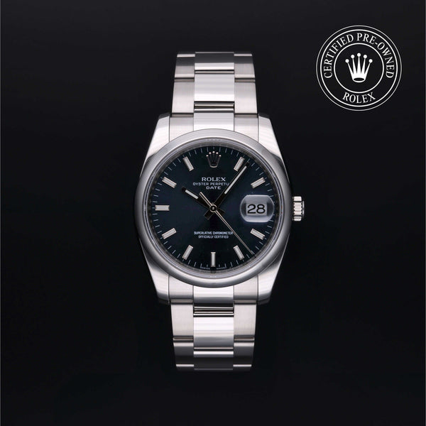 Rolex Certified Pre-Owned Oyster Perpetual in Oyster, 34 mm, Stainless Steel 115200 watch available at Long's Jewelers.