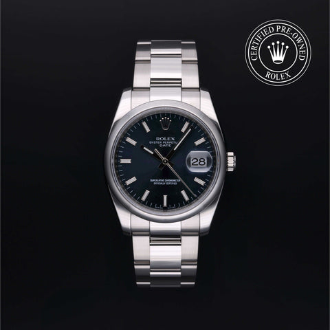 Rolex Certified Pre-Owned Oyster Perpetual in Oyster, 34 mm, Stainless Steel 115200 watch available at Long's Jewelers.