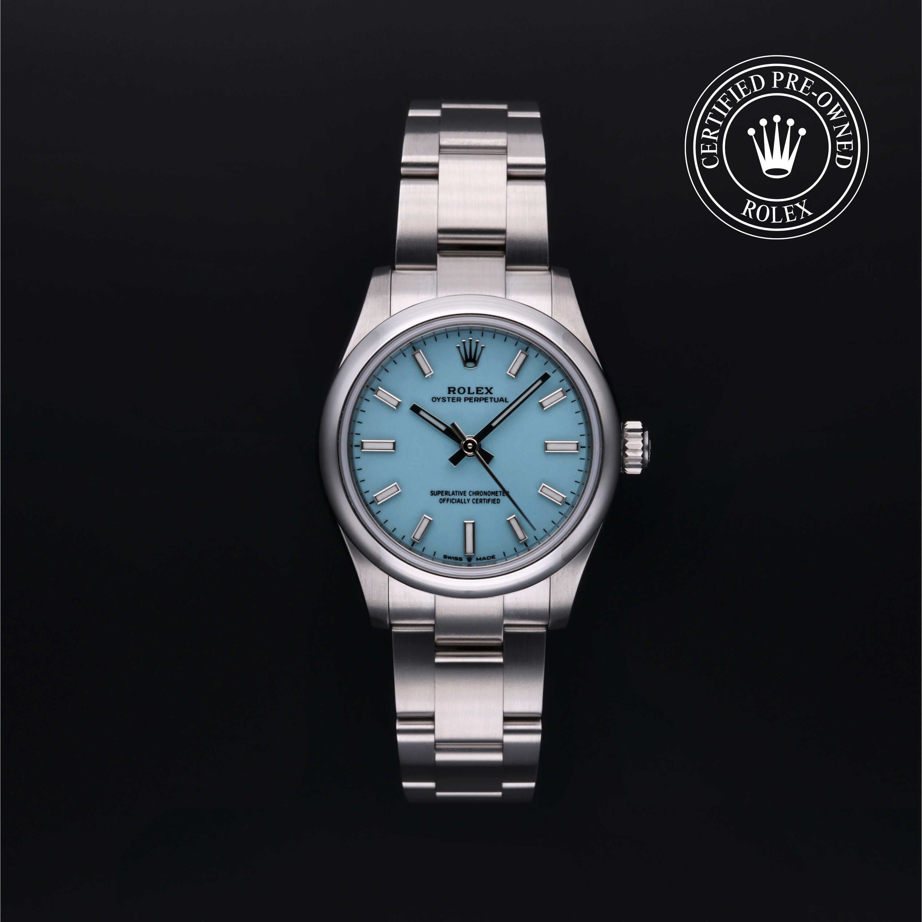 Rolex Certified Pre-Owned Oyster Perpetual in Oyster, 31 mm, Stainless Steel 277200 watch available at Long's Jewelers.