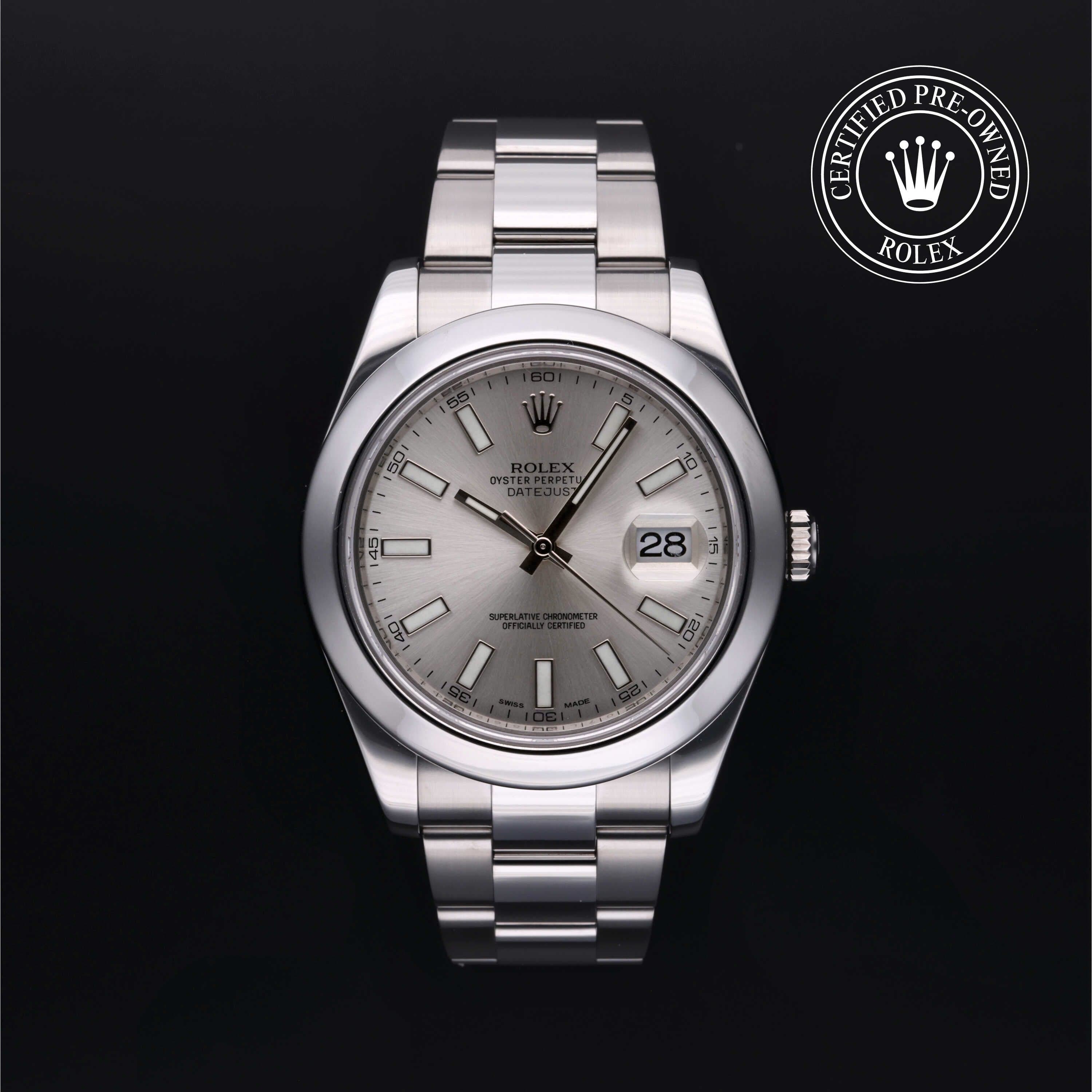 Rolex Certified Pre-Owned Datejust in Oyster, 41 mm, Stainless Steel 116300 watch available at Long's Jewelers.