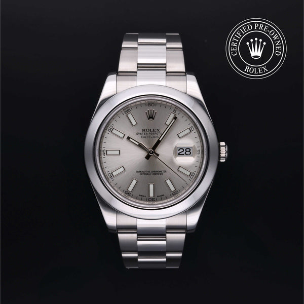 Rolex Certified Pre-Owned Datejust in Oyster, 41 mm, Stainless Steel 116300 watch available at Long's Jewelers.