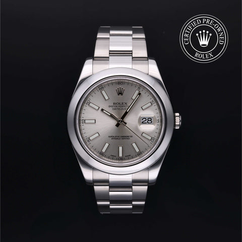 Rolex Certified Pre-Owned Datejust in Oyster, 41 mm, Stainless Steel 116300 watch available at Long's Jewelers.