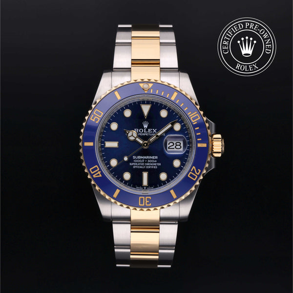 Rolex Certified Pre-Owned Submariner in Oyster, 41 mm, Stainless Steel and yellow gold 126613LB watch available at Long's Jewelers.