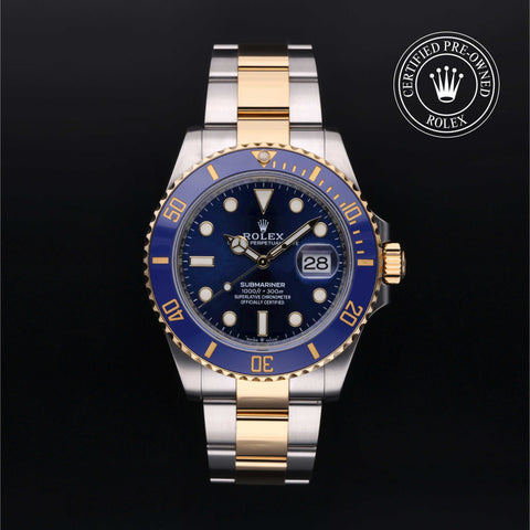 Rolex Certified Pre-Owned Submariner in Oyster, 41 mm, Stainless Steel and yellow gold 126613LB watch available at Long's Jewelers.