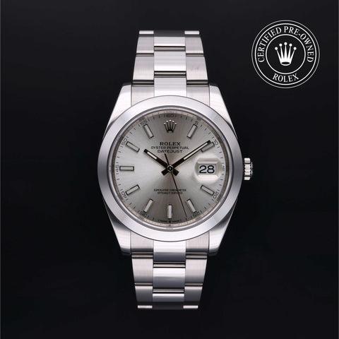 Rolex Certified Pre-Owned Datejust in Oyster, 41 mm, Stainless Steel 126300 watch available at Long's Jewelers.