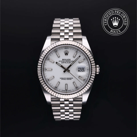 Rolex Certified Pre-Owned Datejust in Jubilee, 41 mm, Stainless Steel and 18k white gold 126334 watch available at Long's Jewelers.