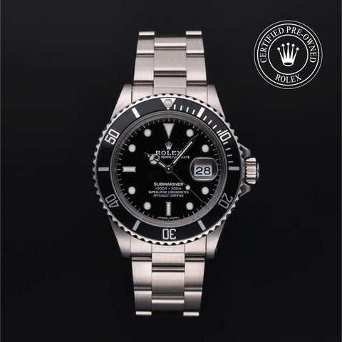 Rolex Certified Pre-Owned Submariner in Oyster, 40 mm, Stainless Steel 16800 watch available at Long's Jewelers.