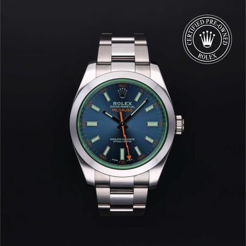 Rolex Certified Pre-Owned Oyster Perpetual in Oyster, 40 mm, Stainless Steel 116400GV watch available at Long's Jewelers.