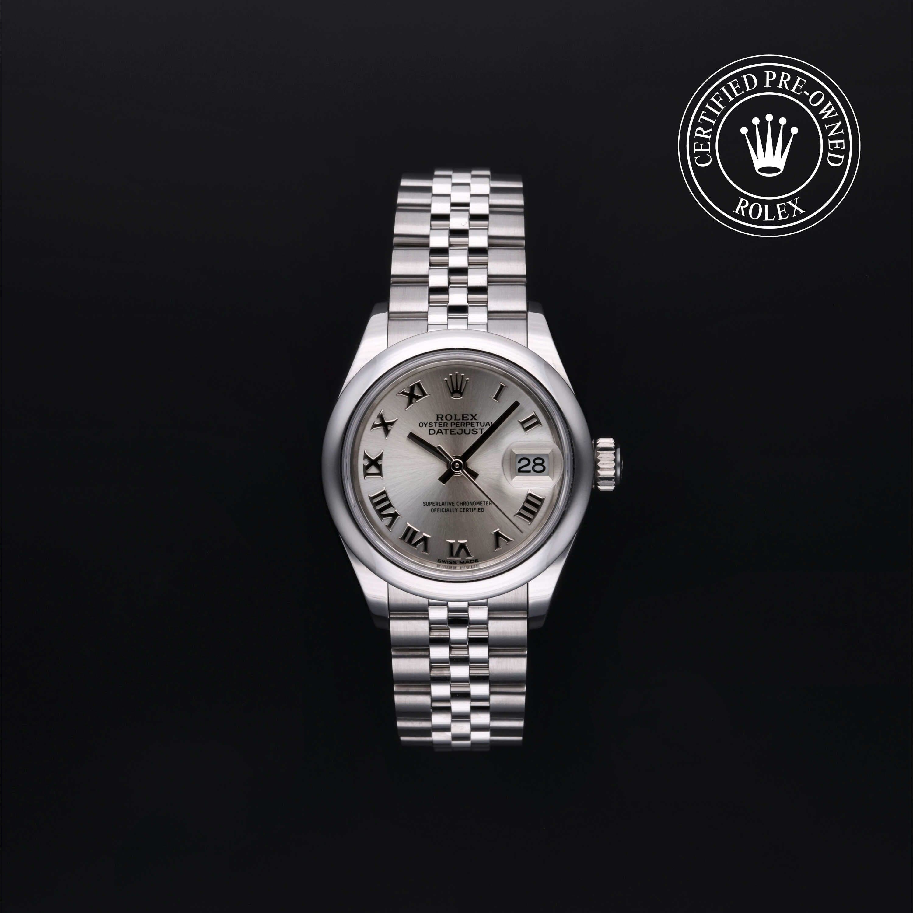 Rolex Certified Pre-Owned Lady-Datejust in 28 mm, Stainless Steel 279160 watch available at Long's Jewelers.