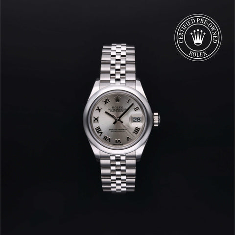 Rolex Certified Pre-Owned Lady-Datejust in 28 mm, Stainless Steel 279160 watch available at Long's Jewelers.