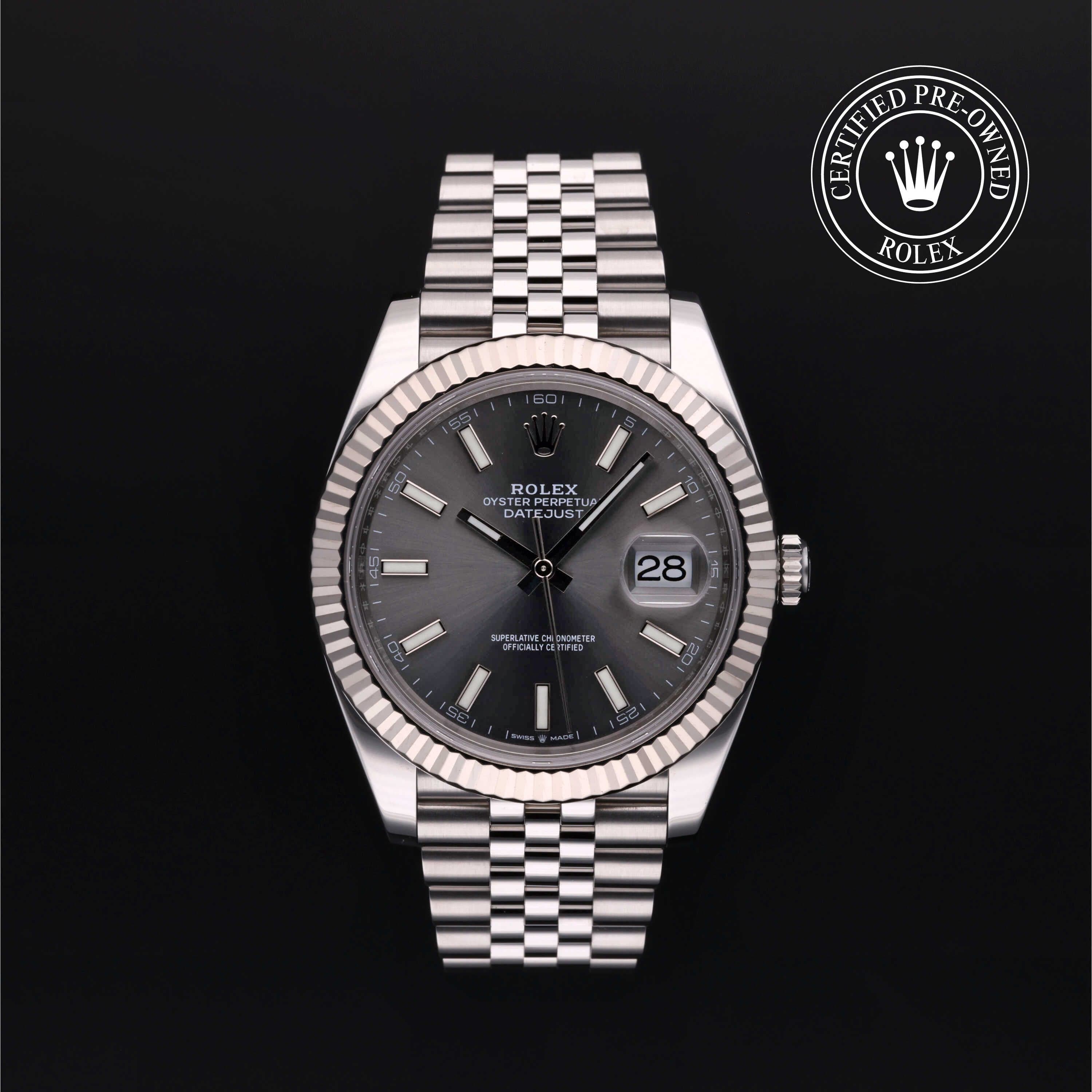 Rolex Certified Pre-Owned Datejust in Jubilee, 41 mm, Stainless Steel and 18k white gold 126334 watch available at Long's Jewelers.