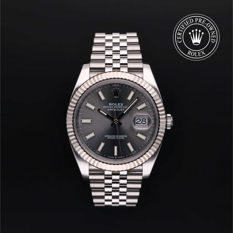 Rolex Certified Pre-Owned Datejust in Jubilee, 41 mm, Stainless Steel and 18k white gold 126334 watch available at Long's Jewelers.