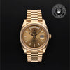 Rolex Certified Pre-Owned Day-Date in President, 40 mm, 18k yellow gold 228238 watch available at Long's Jewelers.