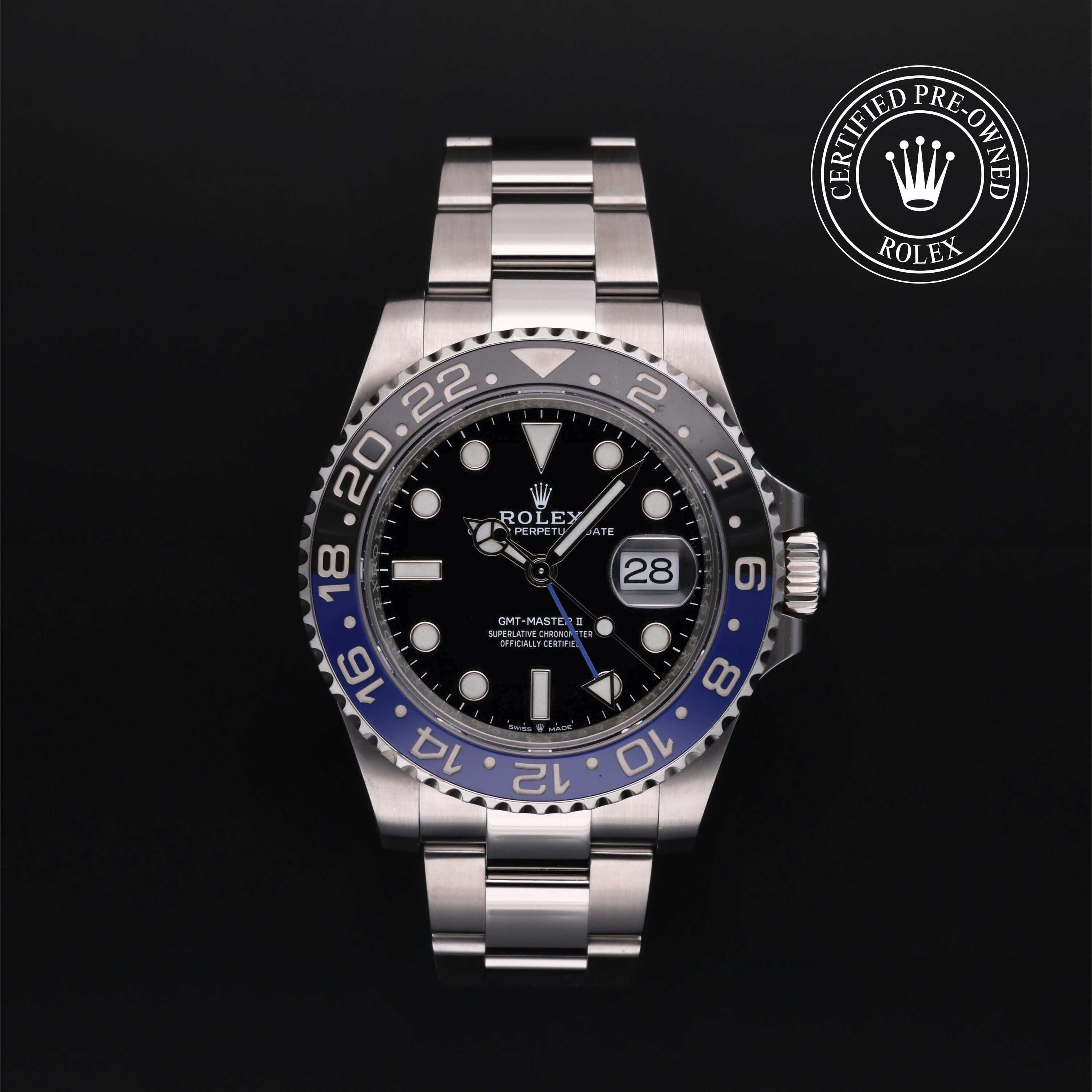 Rolex Certified Pre-Owned GMT Master II in Oyster, 40 mm, Stainless Steel 126710BLNR watch available at Long's Jewelers.