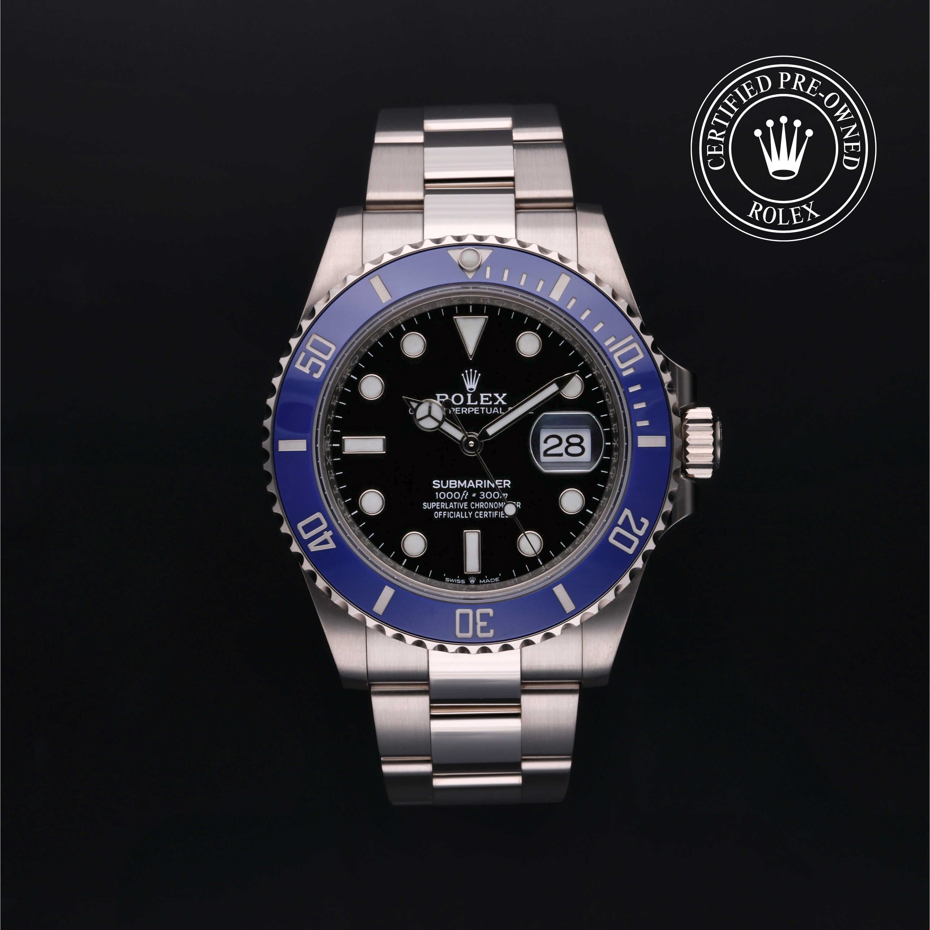 Rolex Certified Pre-Owned Submariner Date in Oyster, 41 mm, 18k white gold 126619LB watch available at Long's Jewelers.