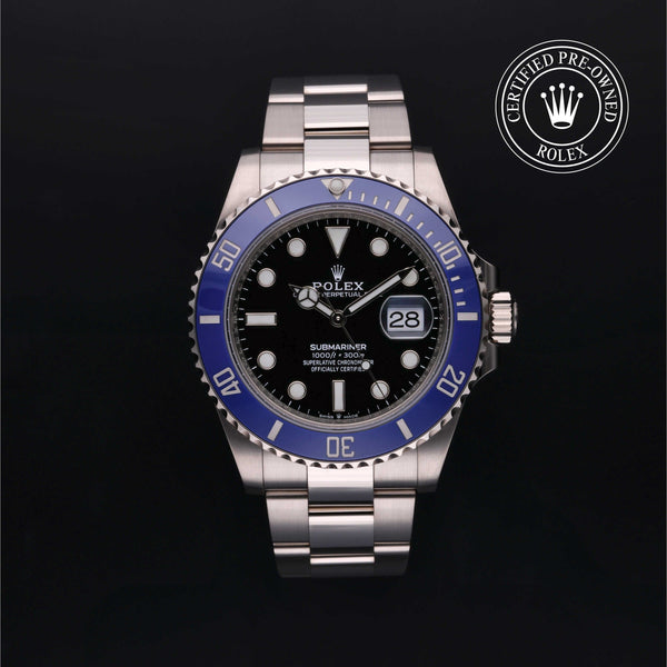 Rolex Certified Pre-Owned Submariner Date in Oyster, 41 mm, 18k white gold 126619LB watch available at Long's Jewelers.