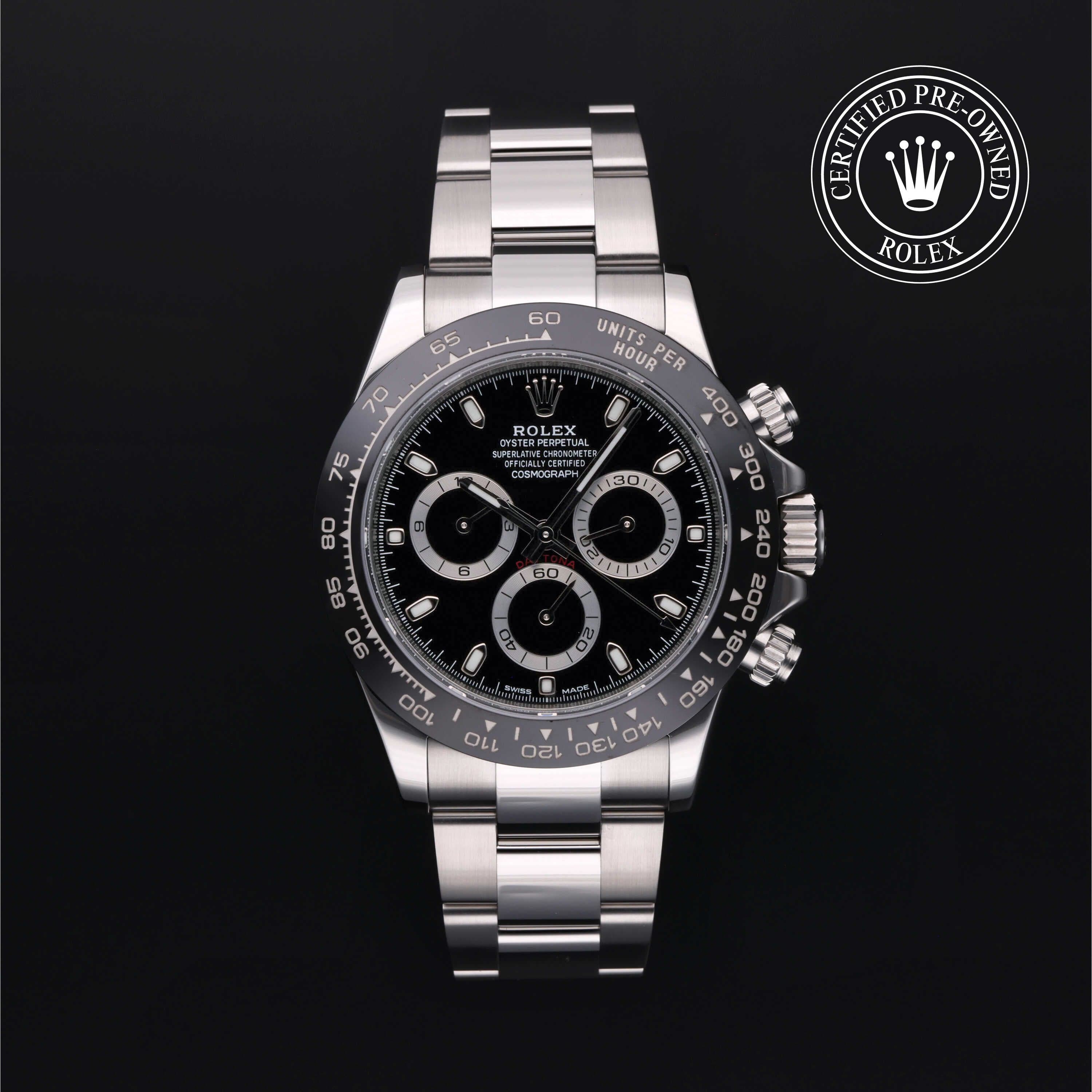 Rolex Certified Pre-Owned Cosmograph Daytona in Oyster, 40 mm, Stainless Steel 116500LN watch available at Long's Jewelers.