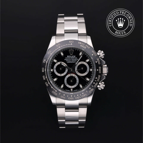 Rolex Certified Pre-Owned Cosmograph Daytona in Oyster, 40 mm, Stainless Steel 116500LN watch available at Long's Jewelers.