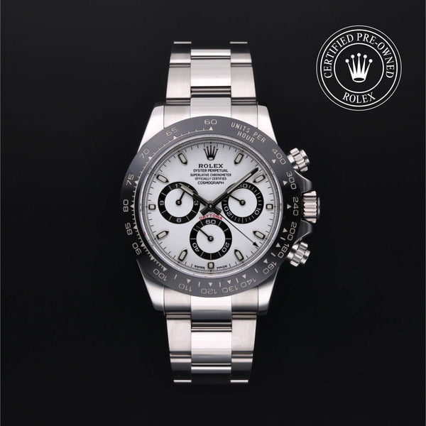 Rolex Certified Pre-Owned Cosmograph Daytona in Oyster, 40 mm, Stainless Steel 116500LN watch available at Long's Jewelers.