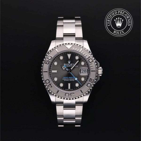 Rolex Certified Pre-Owned Yacht-Master in Oyster, 37 mm, Stainless Steel and platinum 268622 watch available at Long's Jewelers.